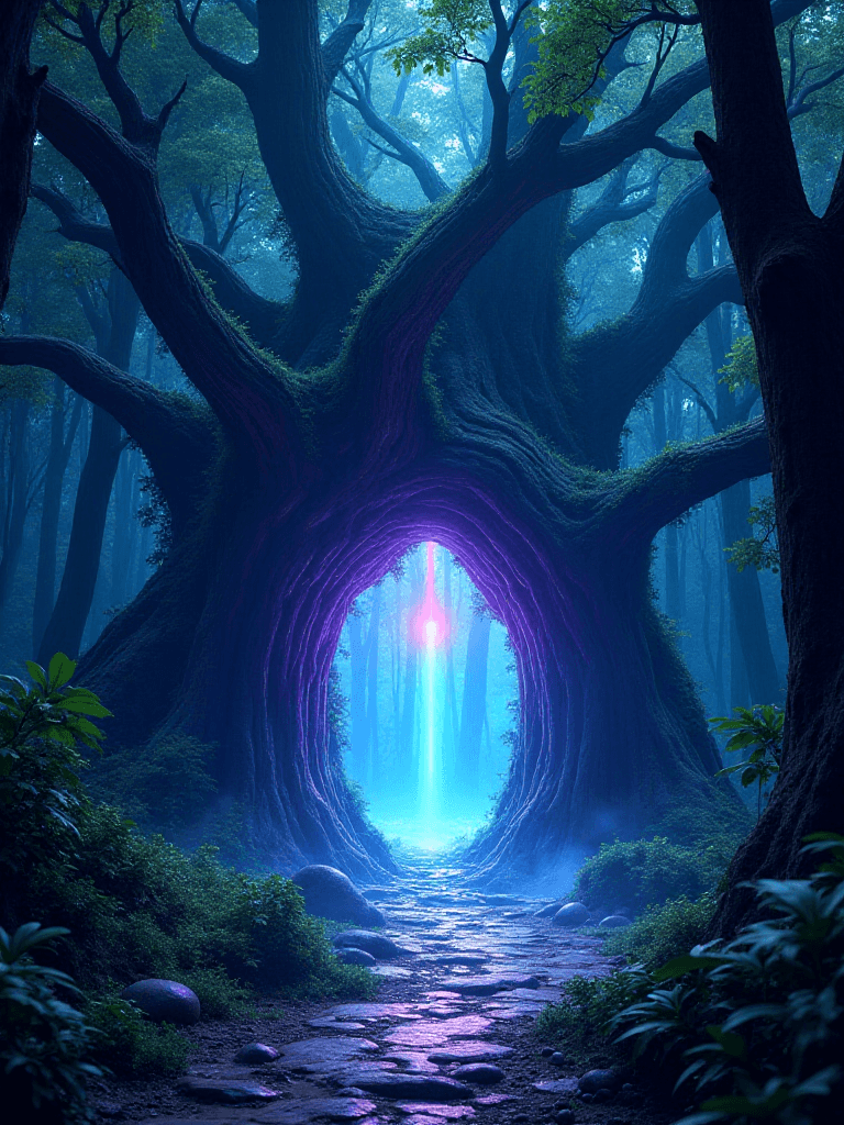 AI generated: (Digital Artwork:1.3) of (Sketched:1.1) octane render of a mysterious dense forest with a large (mag...