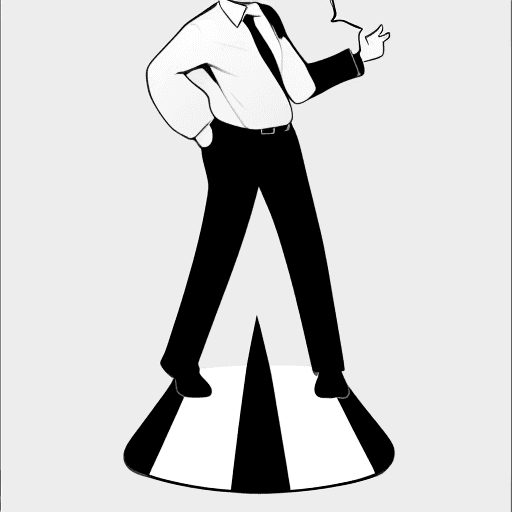 AI generated: Draw a black and white icon with a white background of a person standing on a stage and speaking.

