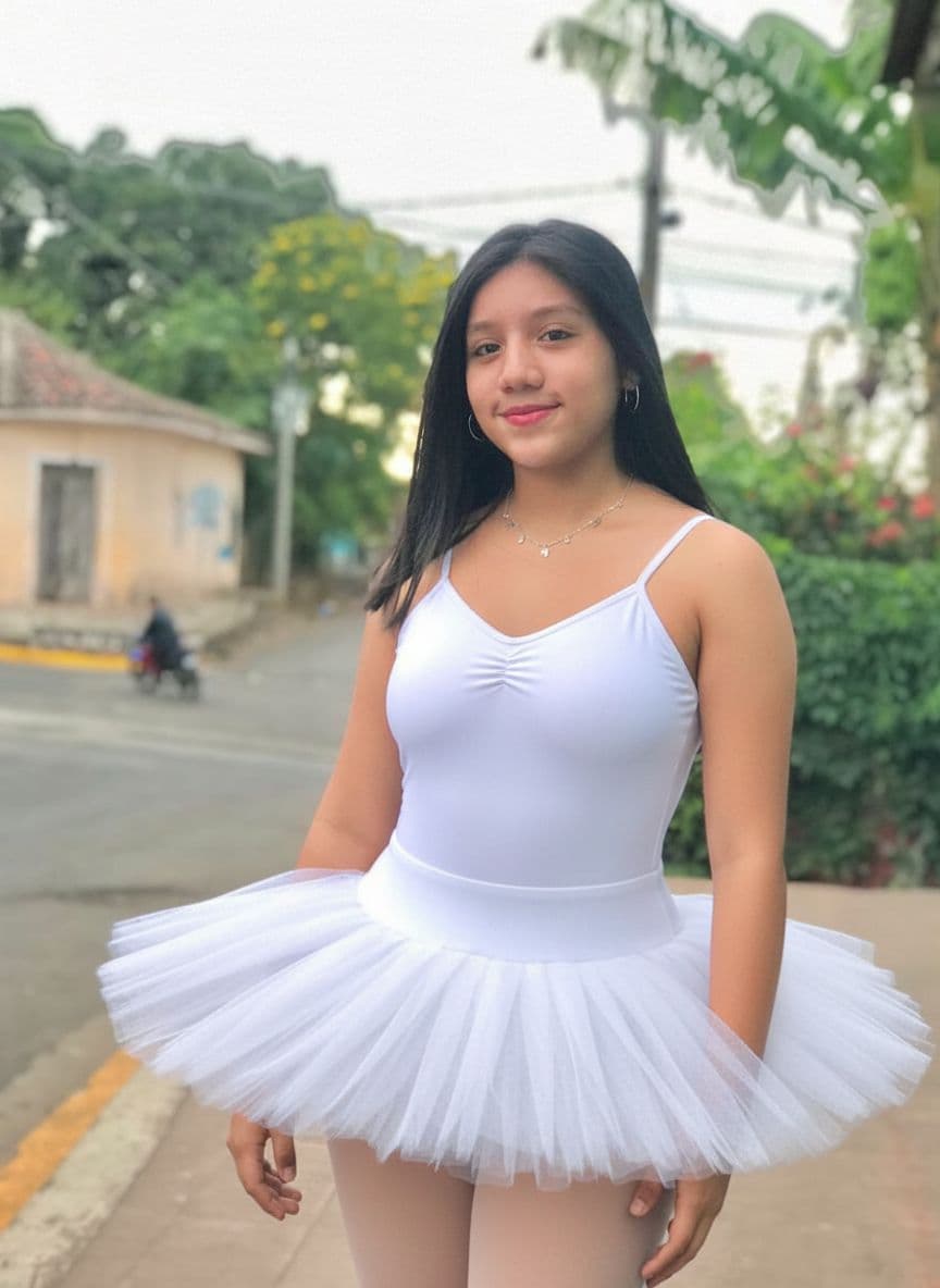 AI generated: change her clothes to a ballet custome