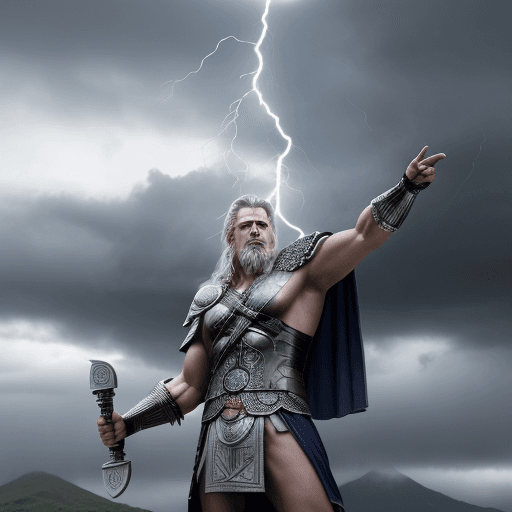 AI generated: Photo of a ultra realistic, Odin god of thunder sending rain to Mexico
