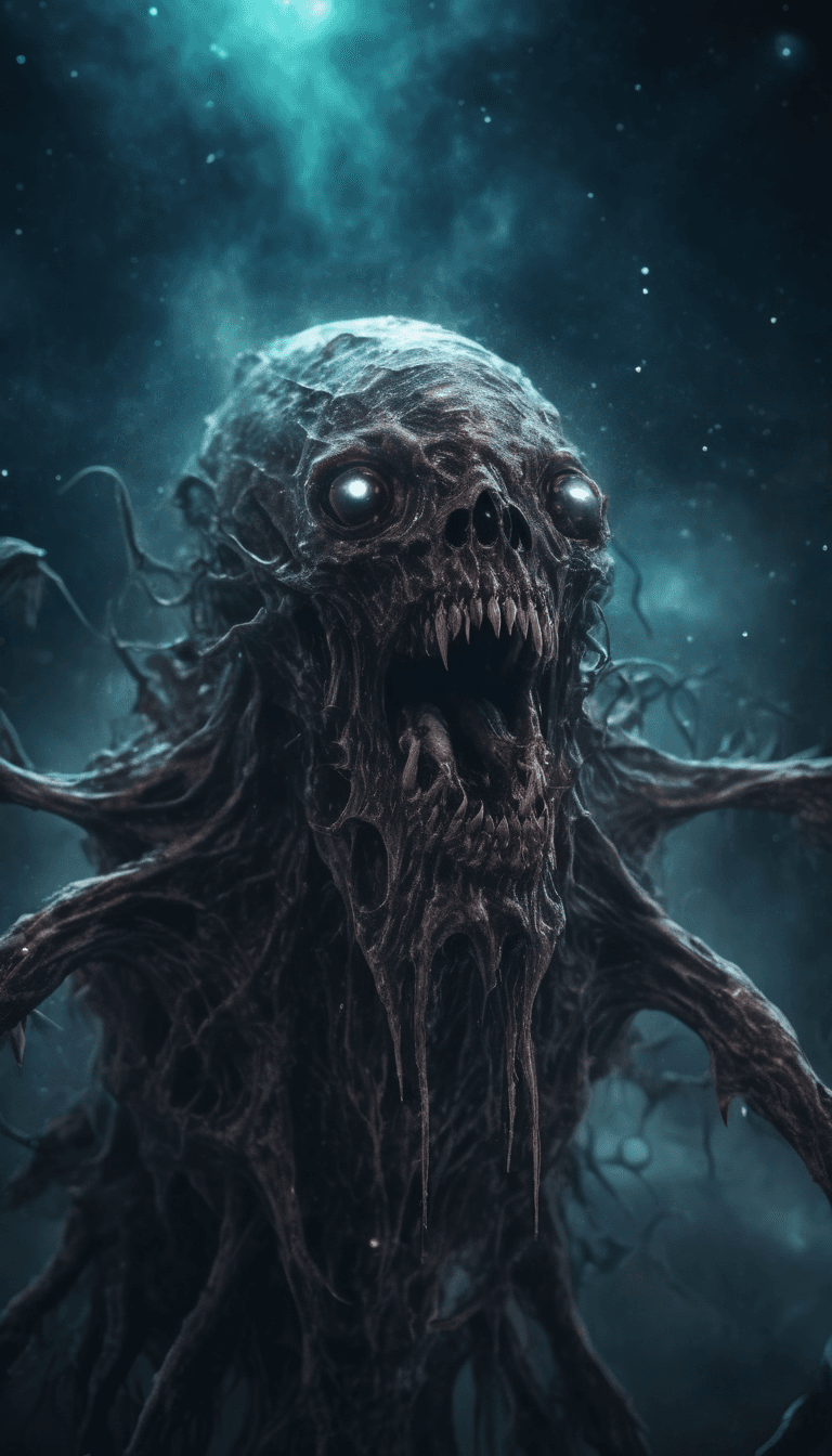 AI generated: ghastly monstrosity from the depths of a realm unknown, (((cosmic horror, otherworldly))), ((dramati...