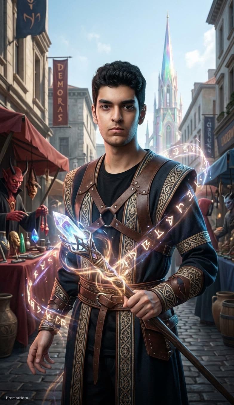 AI generated: realistic,highres,reality,<lora:FantasyWizardWitchesXLV3:1>,hkmagic, Underworld metropolis, demon ma...
