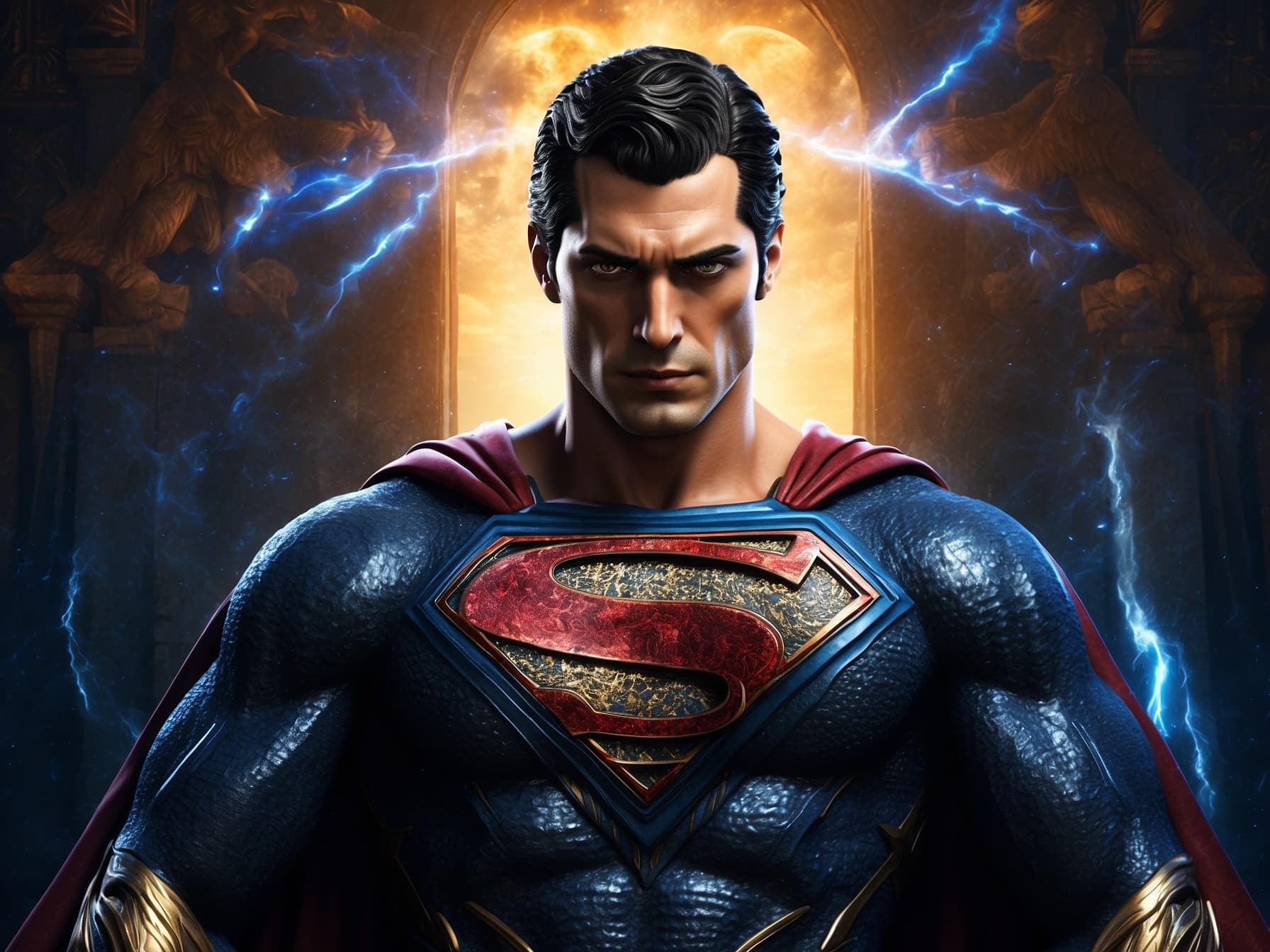 AI generated: A breathtaking artwork featuring Superman transformed into a majestic Pharaoh God, a true masterpiec...