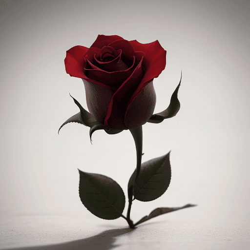 AI generated: a rose bud that stands completely alone from a distance
