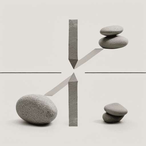 AI generated: balanced stones in water, minimalism, in a paper cut collage style with stone matter and pattern and...