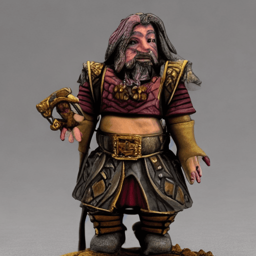 AI generated: fantasy style, full figure smiling dwarf dressed as a necromancer