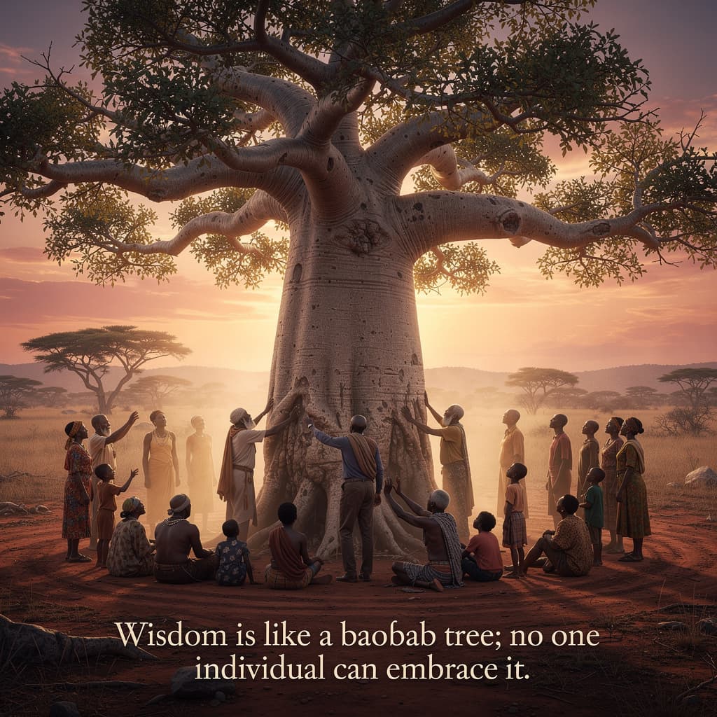 AI generated: image based on African Proverb 'Wisdom is like a baobab tree; no one individual can embrace it'