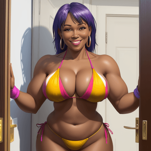 AI generated: Big Bra ((Mature Big Body) ), (Bikini) , (Make a Realistic AI Girl with a Confident Smile in the ((A...