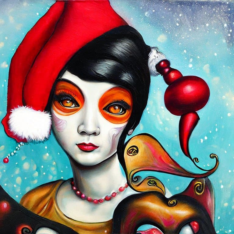 AI generated: Pop surrealism, lowbrow art, realistic painting of the Christmas mystery, quirky, hyper realism, Sty...