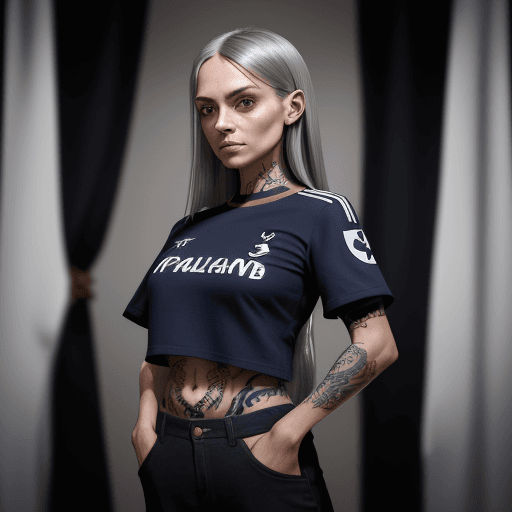 AI generated: A woman wearing a Tottenham Hotspur Fan Club doctor crop uniform with her arms folded against , in t...