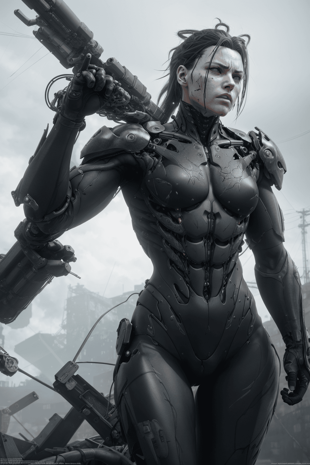 AI generated: professional 3d model (mechanical angel), aggressive looking, savage looking, finely detailed, bruta...