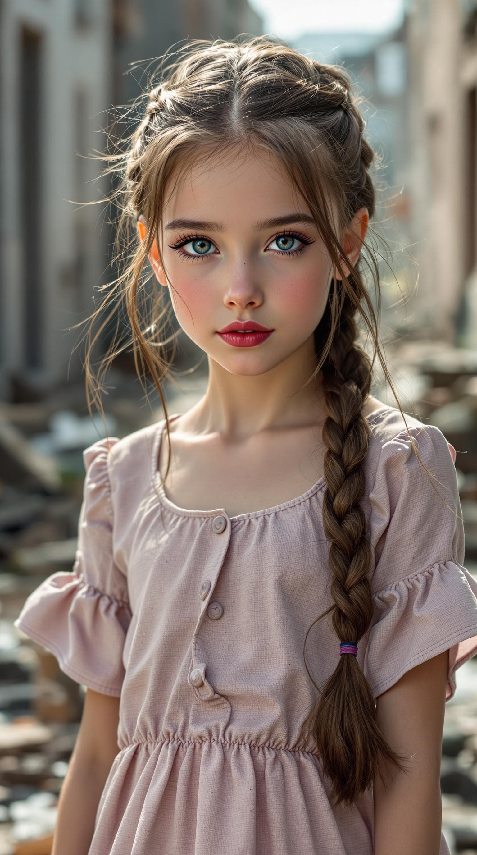 AI generated: a professional photo of a exceptionally beautiful girl in the world (age 10), (ten year old),  Ukrai...