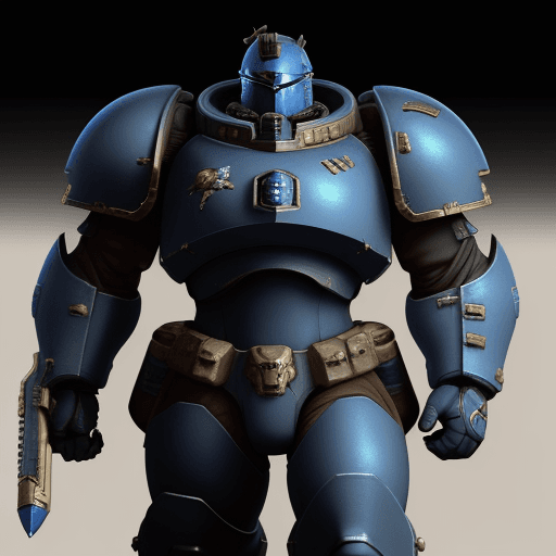 AI generated: future spacemarine army in blue armor, 8k 