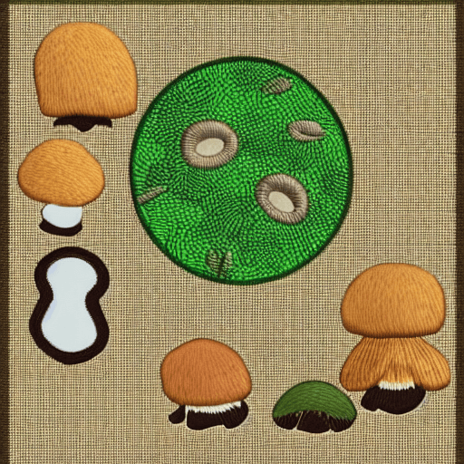 AI generated: Hyper realistic digital svg image of mushrooms identification and foraging merit badge design for pr...