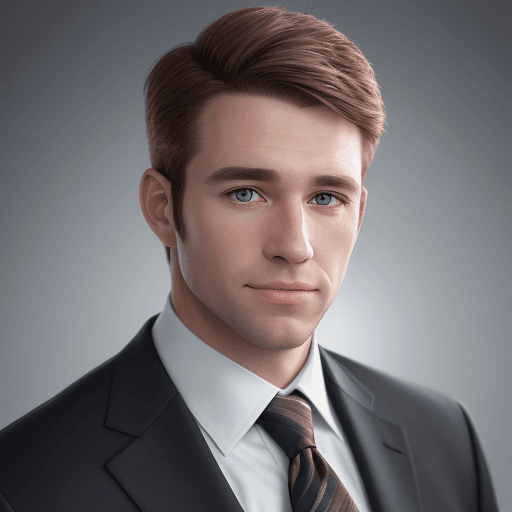 AI generated: 8k Linkedin professional photo of a white man with brown eyes in a suit with open collar with studio...