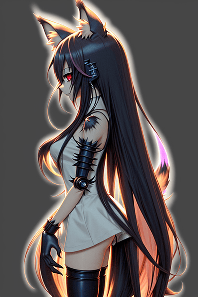 AI generated: anime, 2d, high detail anime, high detail, Kemonomimi, side body view, (lit beast ears) describes hu...