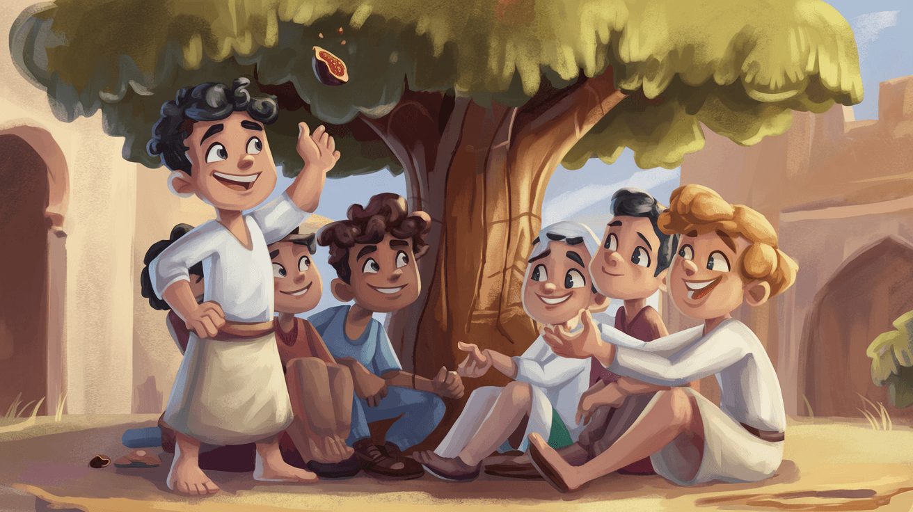 AI generated: Characters: Solomon: A cheerful 8-year-old boy with light brown skin, curly black hair, wearing a tr...