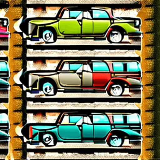 AI generated: retro serie of different cars with different colors and shapes, mdjrny-v4 style