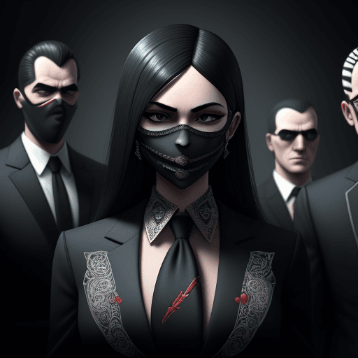 AI generated: Cartoon portrait. Mafia, people, table, mafia game mask, intricate artwork. Octane rendering, trendi...