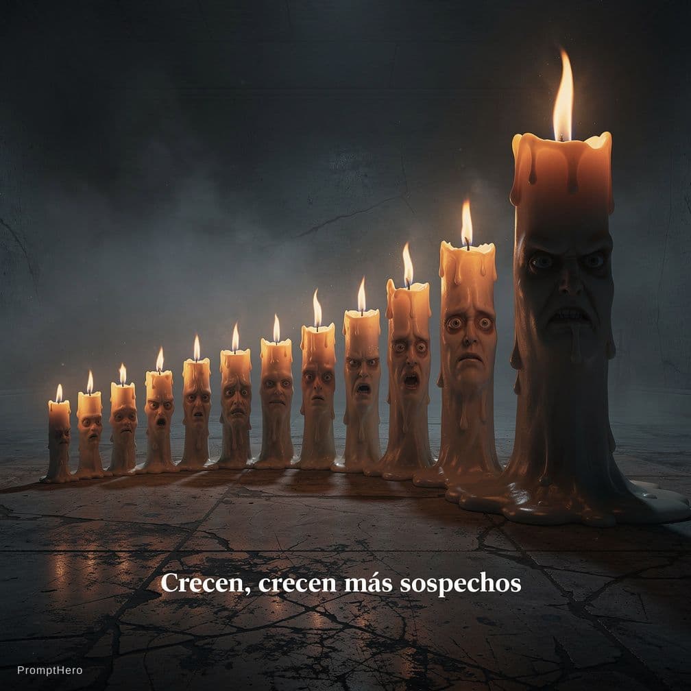 AI generated: Candillas sospechos crecen, crecen más sospechos, uno más grandes. 18