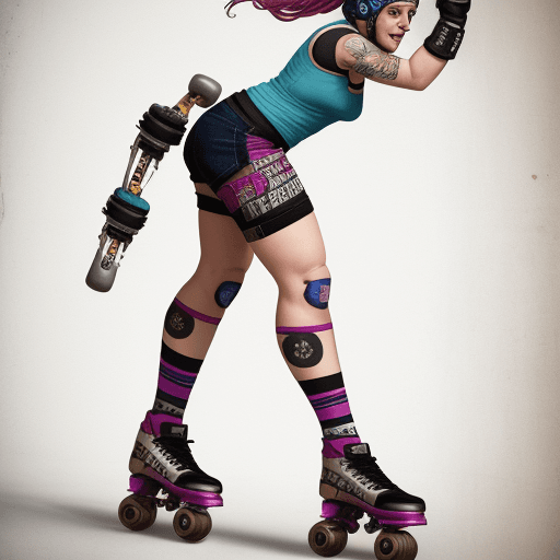 AI generated: full body view, roller derby woman, realistic, hight detail