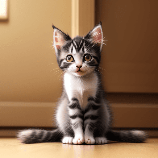 AI generated: 
sitting kitten with heart and big eyes