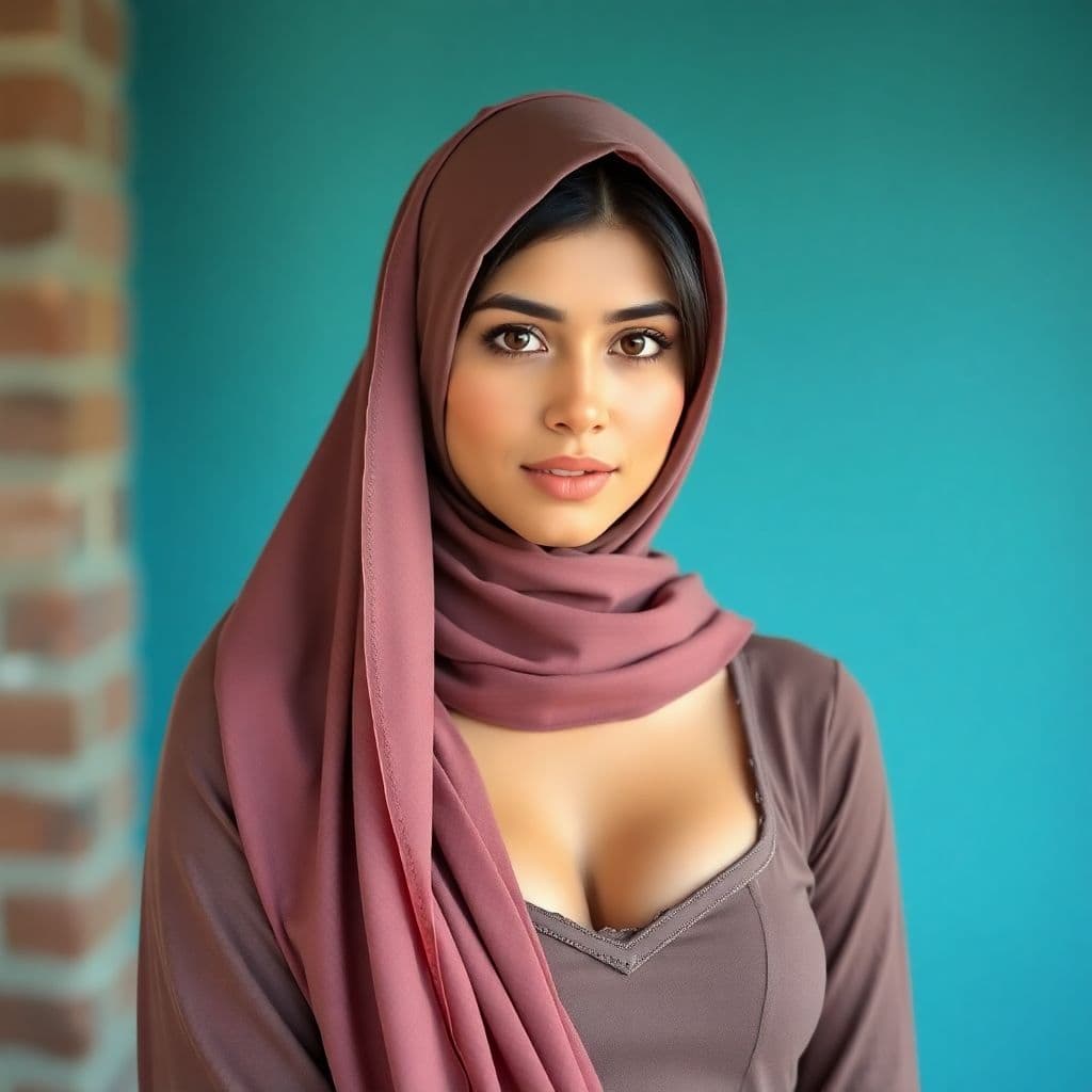 AI generated: (photorealism:1.2), beautiful Pakistani hot sexy girl in light hijab, very horny. small breasts . Sh...