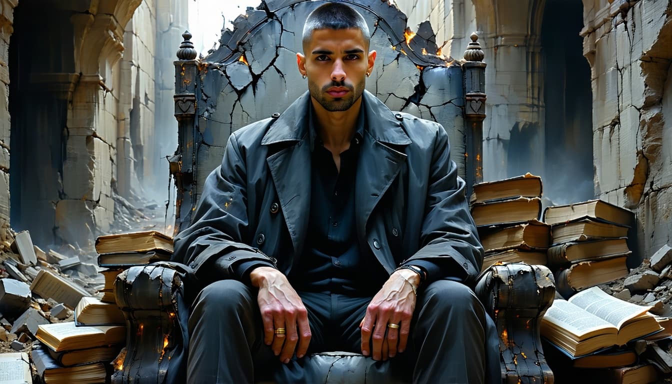 AI generated: Ultra-realistic cinematic concept art. A Moroccan man in his late 20s — clean-shaven, sharp jawline,...