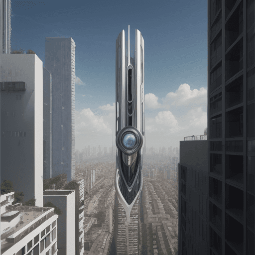 AI generated: Imagine una vista urbana futurista, donde los rascacielos adoptan la forma elegante y estilizada de ...