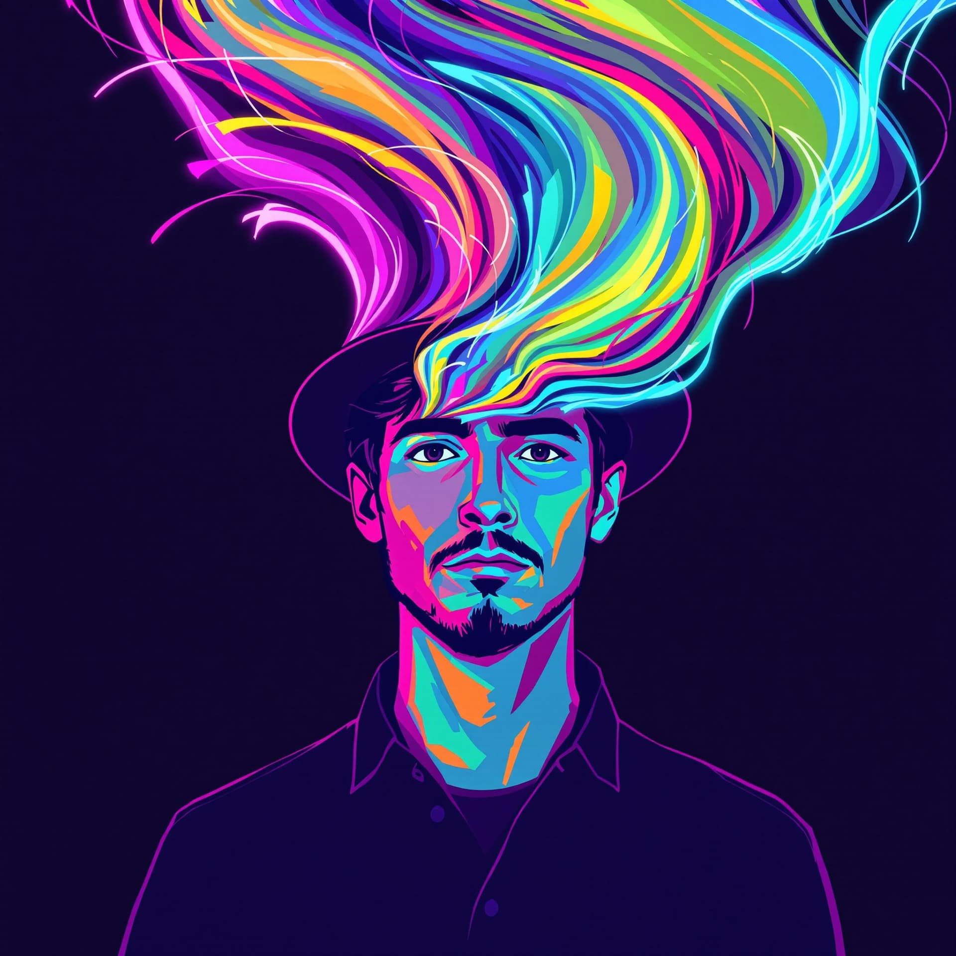 AI generated: vibrant, digital art, portrait of afigure, digital illustration with a flat color, straight-on view,...