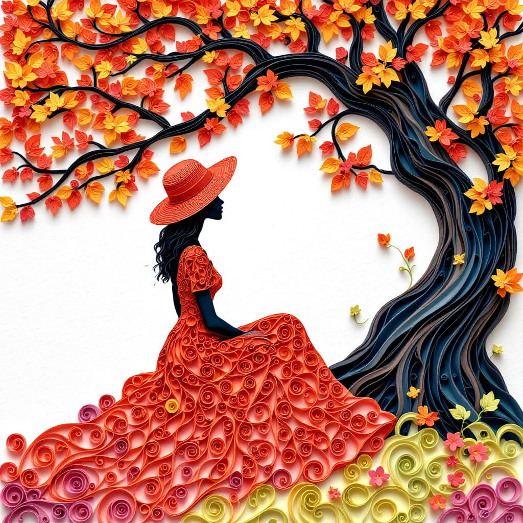 AI generated: Paper quilling reimagined as vector art stain-glass with black outlines on white textured background...