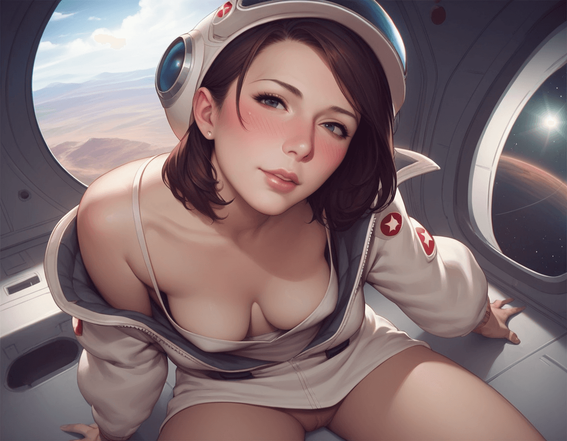 AI generated: score_9, score_8_up, score_7_up, 1girl, MILF, rating_explicit, mars, space suit, headwear, medium ha...