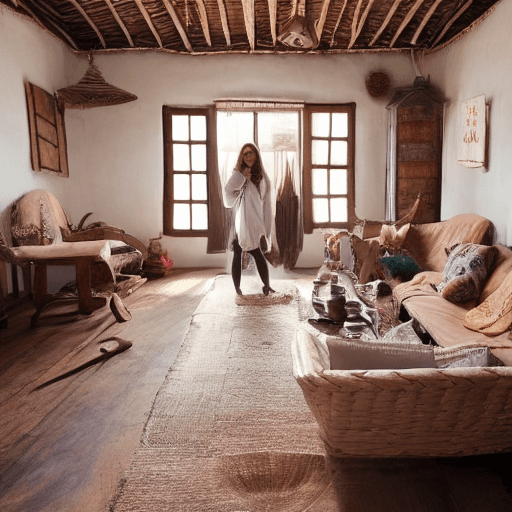 AI generated: High resolution photography interior design, dreamy sunken living room conversation pit, wooden floo...