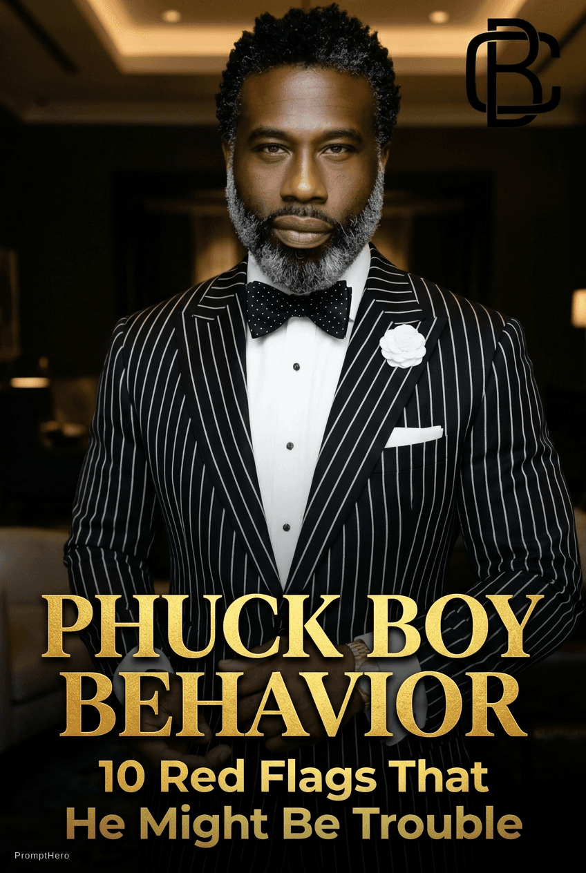 AI generated: a bold cinematic text used for motivational book style with the title PHUCK BOY BEHAVIOR and the sub...