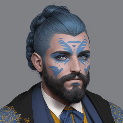 AI generated: el rostro de un hombre vestido con saco y corbata moderno con el rostro y una barba muy larga, en el...