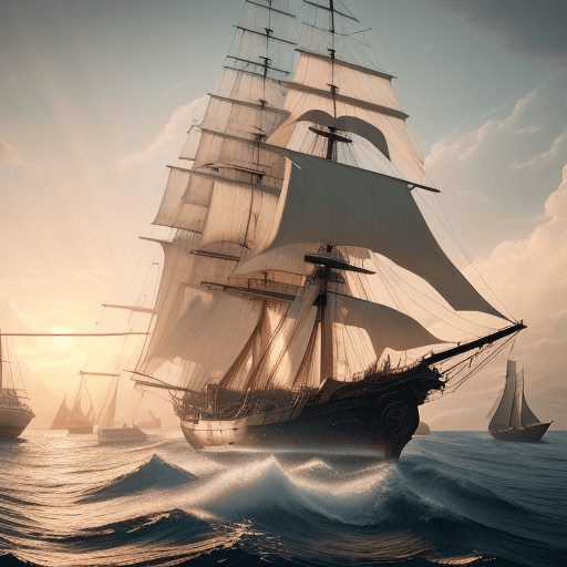 AI generated: Photo of a ultra realistic sailing ship, dramatic light, pale sunrise, cinematic lighting, battered,...