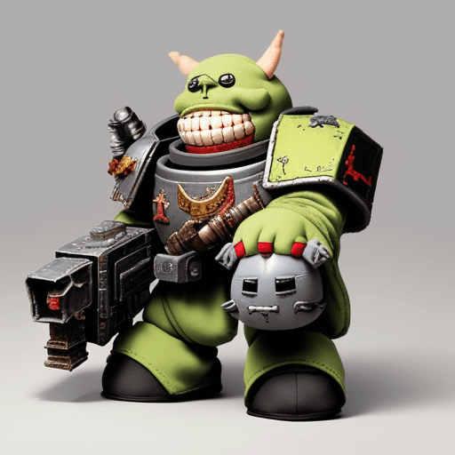 AI generated: A 40K Ork Plushie