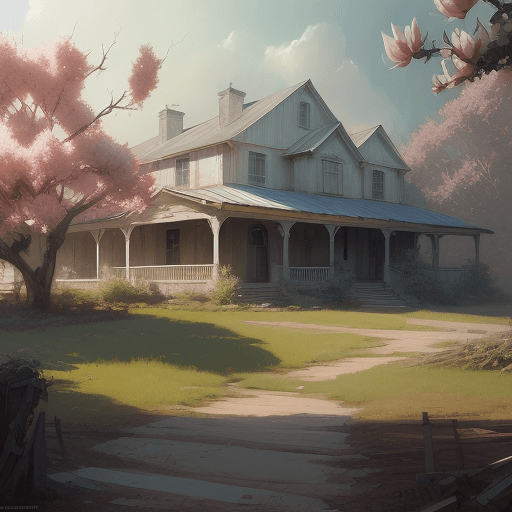 AI generated: Painterly concept art, farmhouse, magnolia, concert art illustration by Ross Tran, James Gurney, Cra...