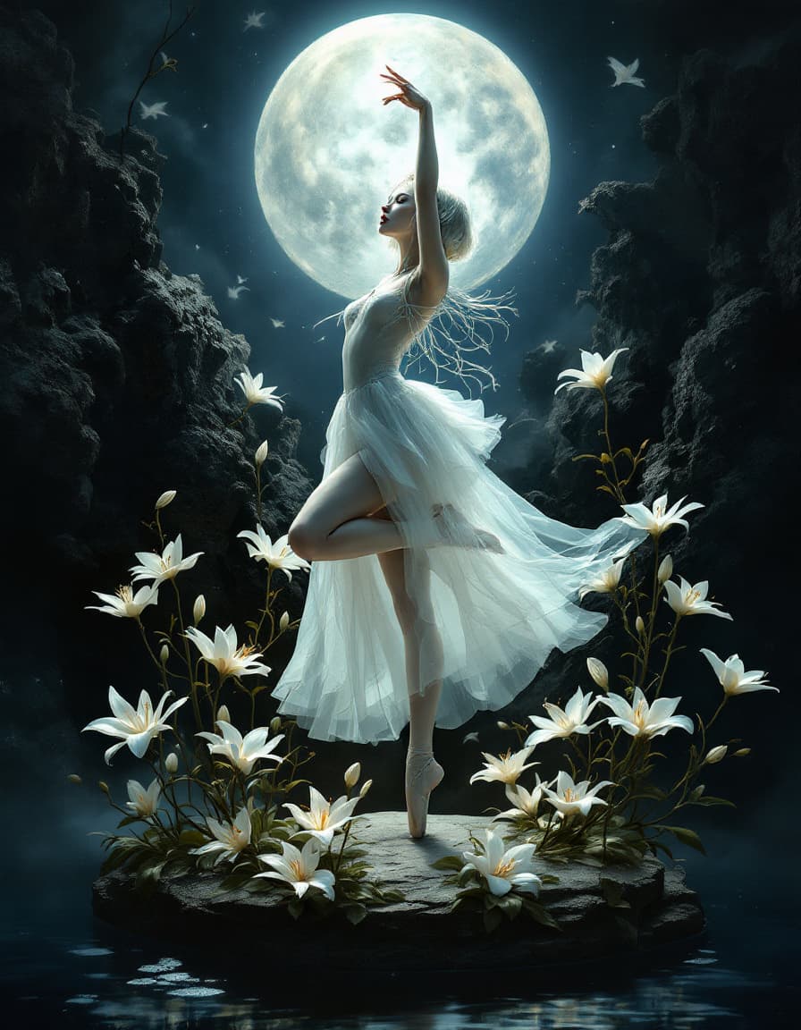 AI generated: Surreal, hyperrealistic illustration on a dark background in the style of Jay Anacleto and Anna Igna...