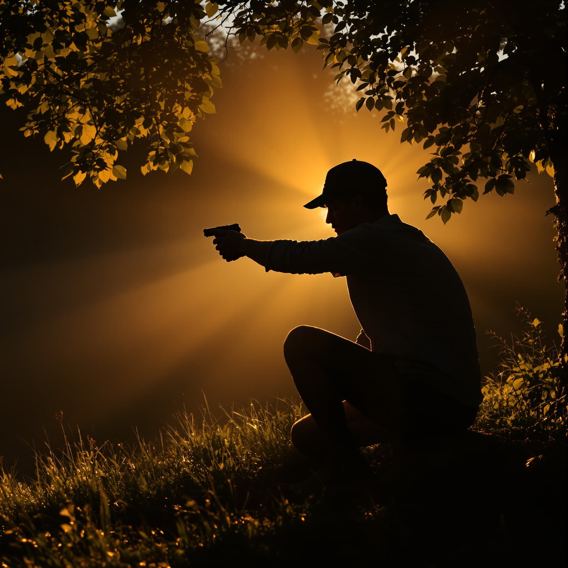 AI generated: Una persona practicando la postura del guerrero al amanecer, con una luz cálida y suave

