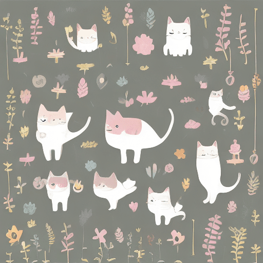 AI generated: A cute [ cat ] clipart, organic forms, in the style of Jon Klassen, desaturated light and airy paste...
