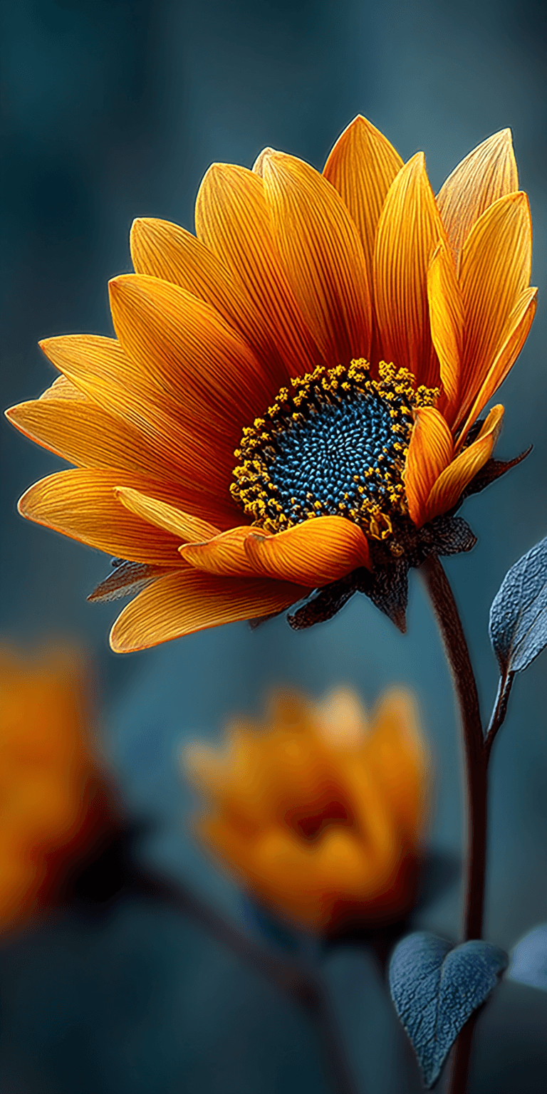 AI generated: cinematic macro photo of a single sunflower, high realism, shallow depth of field --ar 1:2 --stylize...