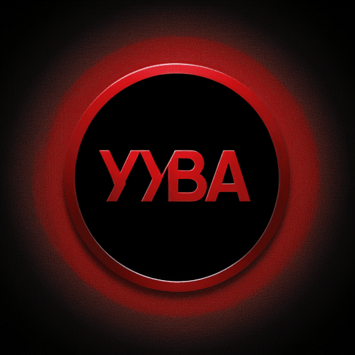 AI generated: hyperrealistic logo, YBA message, red color, black background