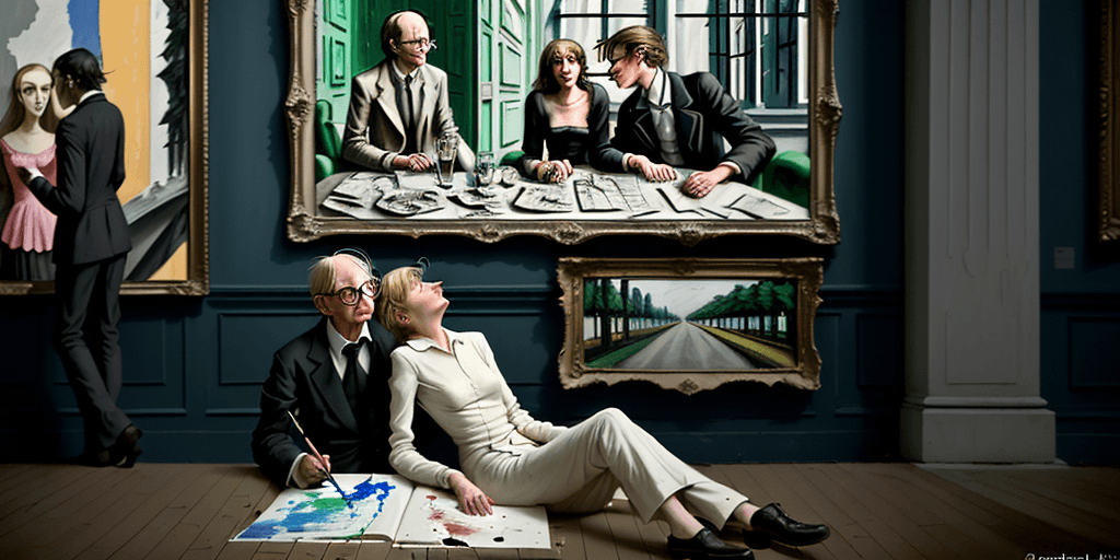 AI generated: neo rauch, painting,anselm kiefer, edward hopper, david hockney,

A romantic feeling is an intense a...