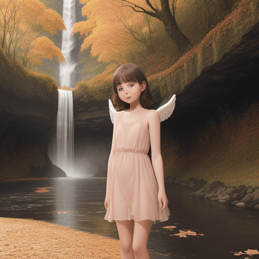 AI generated: an angel girl with delicate skin and a slight blush is very glad to meet you, the background of the ...