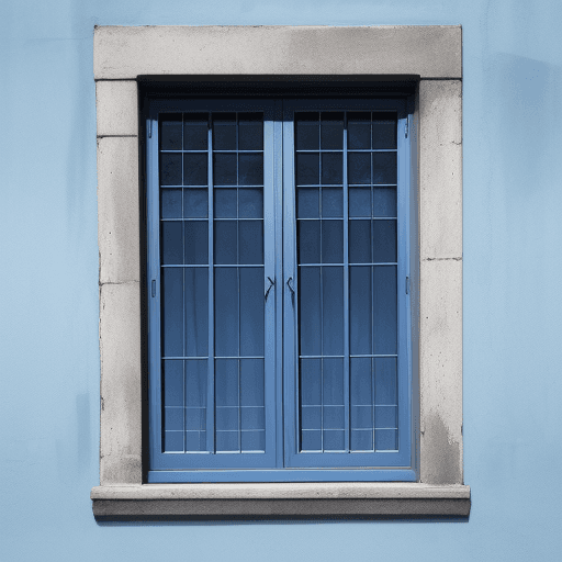 AI generated: photo of a blue metal window 