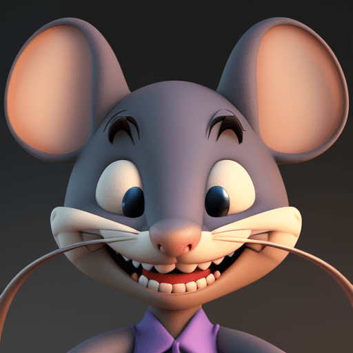 AI generated: Close-up portrait of an evil Jerry the mouse, thinking of vicious plans, with a grin on his face, 3D...