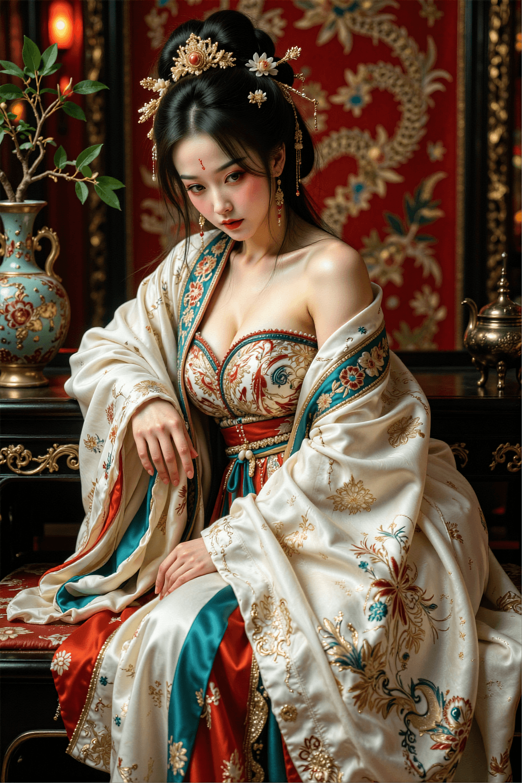 AI generated: This is a realistic portrait of a beautiful East Asian woman. The image is rich in detail, texture, ...