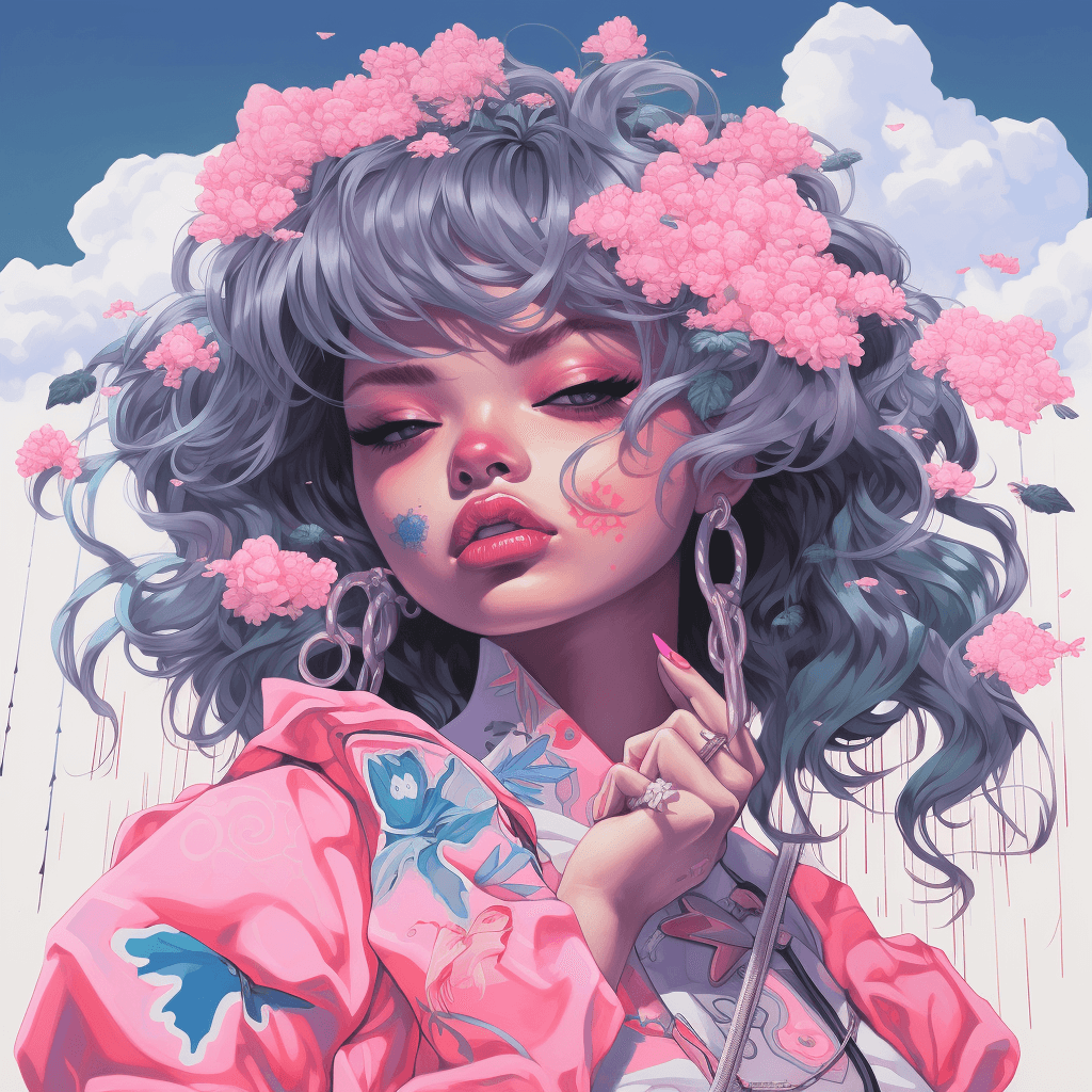 AI generated: can't feel my face tte, in the style of onii kei, hip hop influenced, appropriation artist, album, f...