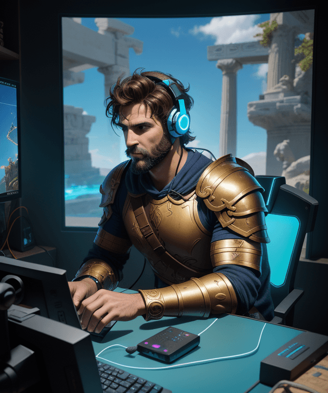 AI generated: Create an epic digital artwork of the legendary Greek hero Odysseus, known for his cunning intellect...